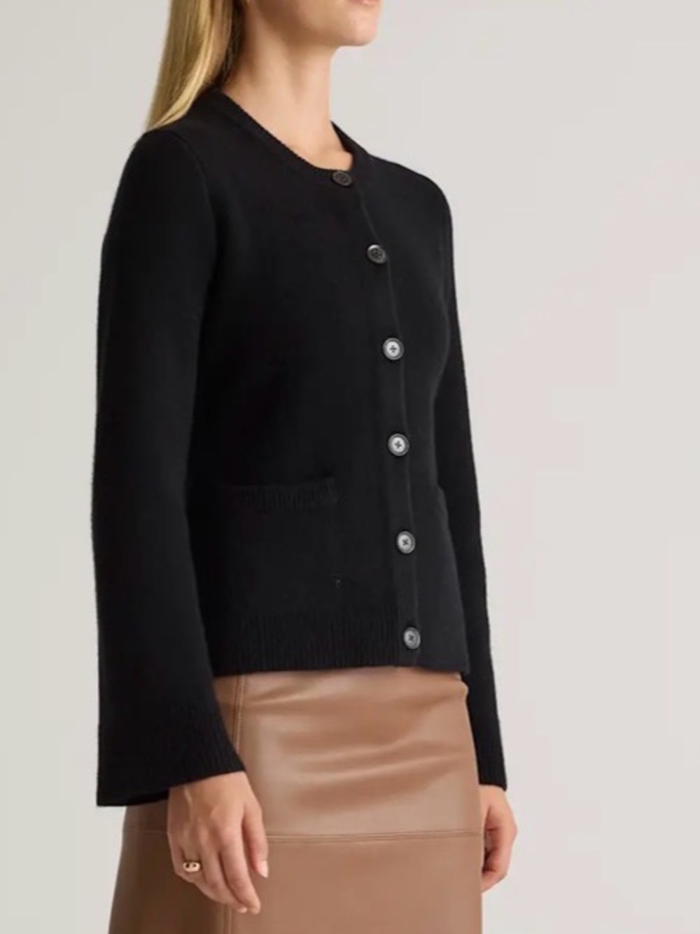 Quince Black Mongolian Cashmere Structured Cardigan - Picture 4 of 8